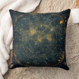 Golden Celestial Star Map (4) Cushion