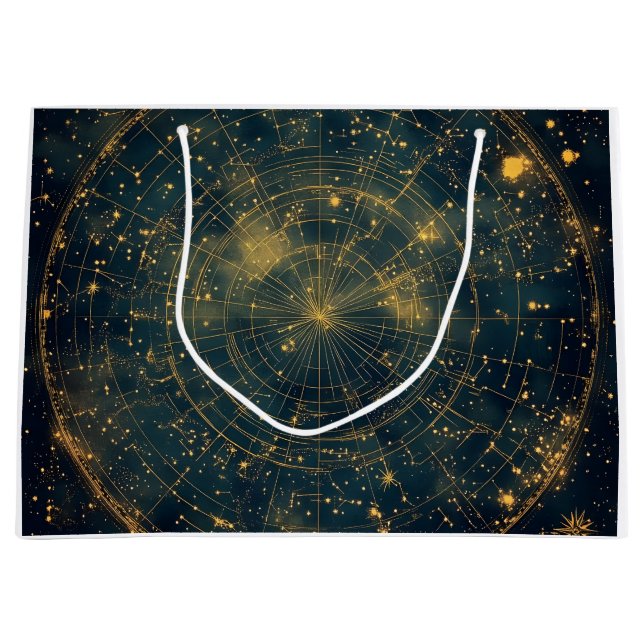 Golden Celestial Star Map (4) Large Gift Bag (Front)