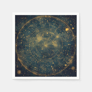 Golden Celestial Star Map (4) Napkin