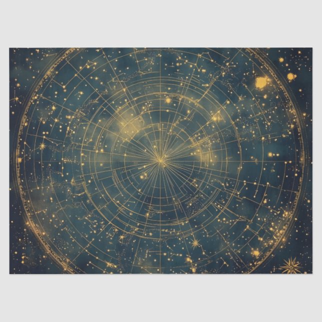 Golden Celestial Star Map (4) Tissue Paper (Front)