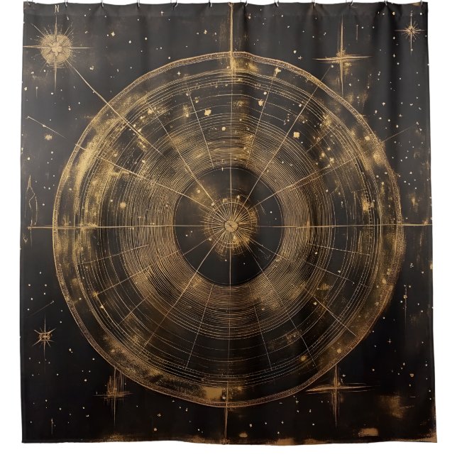 Golden Celestial Star Map (5) Shower Curtain (Front)