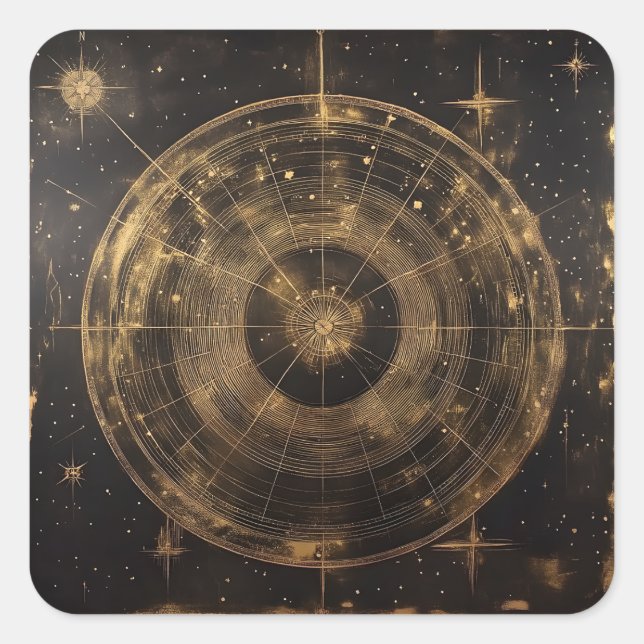 Golden Celestial Star Map (5) Square Sticker (Front)