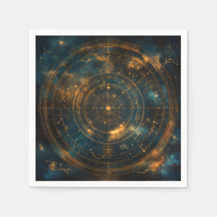 Golden Celestial Star Map Napkin