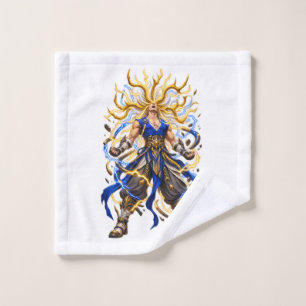 Golden Celestial Warrior Fantasy Wash Cloth