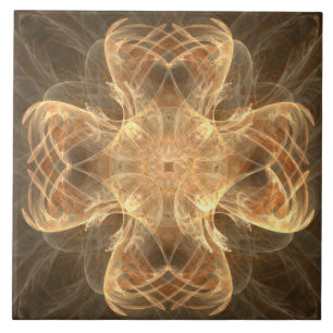 Golden Celtic Cross II Pattern Ceramic Tile