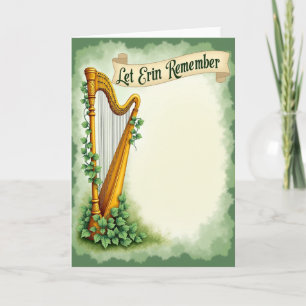 Golden Celtic Harp Remember Card