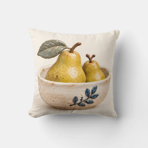 Golden Ceramic Pears Rustic Pottery Bowl Cushion