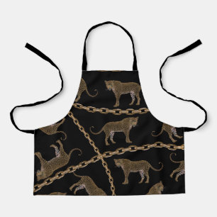 Golden chain glamour leopard cheetah apron