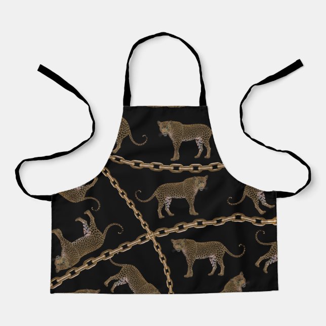 Golden chain glamour leopard cheetah apron (Front)