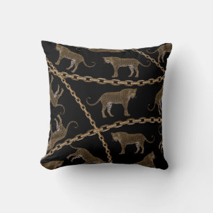 Golden chain glamour leopard cheetah cushion