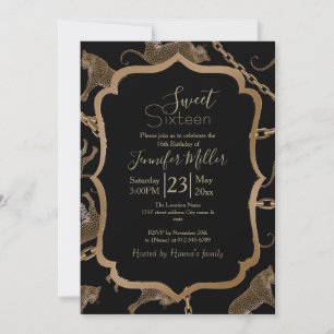 Golden chain glamour leopard cheetah               invitation