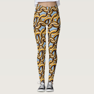 Golden chain links: seamless pattern. leggings