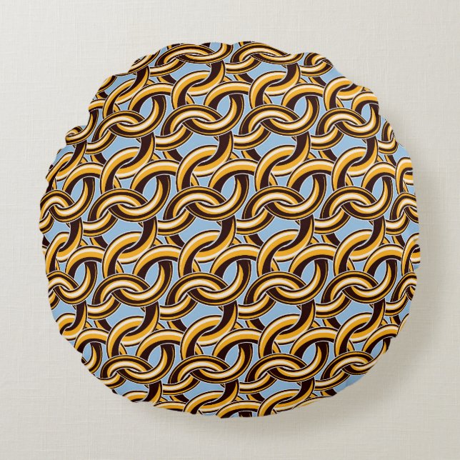 Golden chain links: seamless pattern. round cushion (Front)