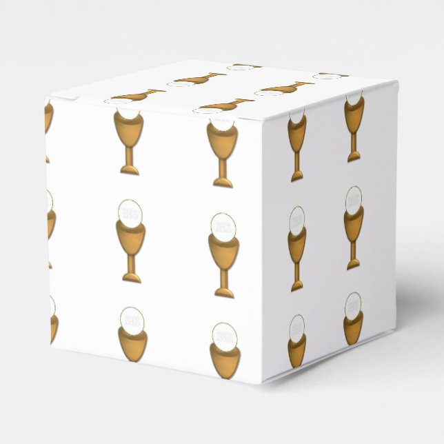 Golden Chalice and Host - Holy Communion Favour Box (Front Side)