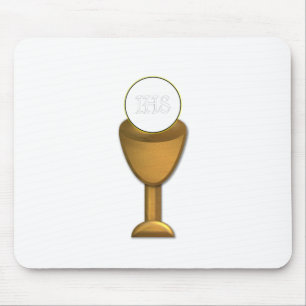 Golden Chalice and Host - Holy Communion Mouse Pad