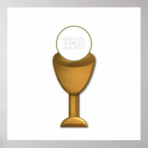 Golden Chalice and Host - Holy Communion Poster