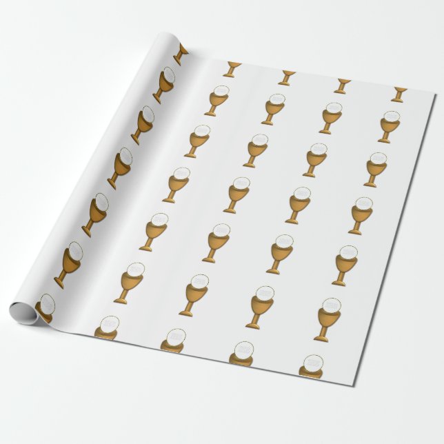 Golden Chalice and Host - Holy Communion Wrapping Paper (Unrolled)