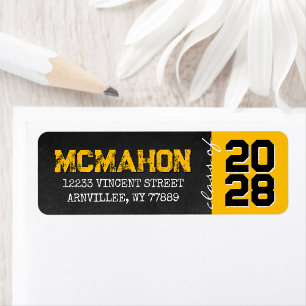 Golden Chalkboard Graduation Return Address Label