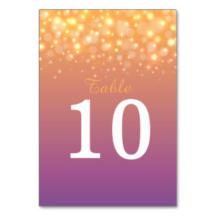 Golden champagne bubbles Wedding table numbers