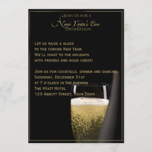Golden Champagne Celebrations New Years Eve Invitation