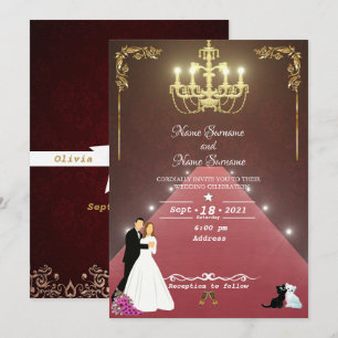 Golden chandelier invitation