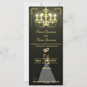 Golden chandelier invitation