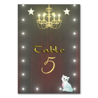 Golden chandelier table number
