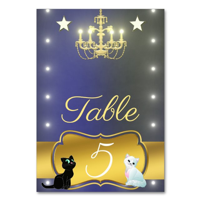 Golden chandelier table number (Front)