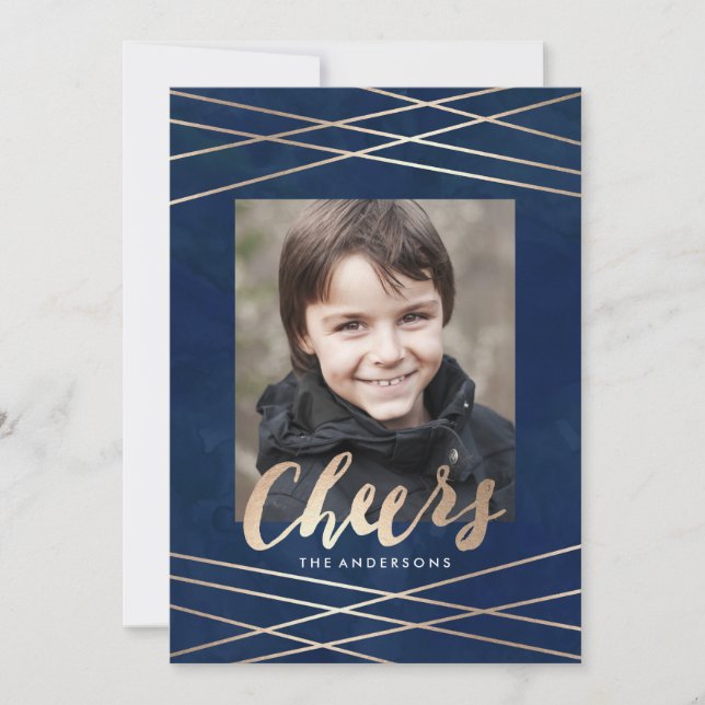 Golden Cheer | Holiday Photo Card (Front)