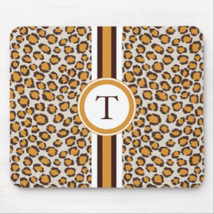 golden cheetah print  with monogram mouse pad