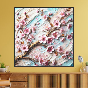 Golden Cherry Blossom Branch Floral Wall Art