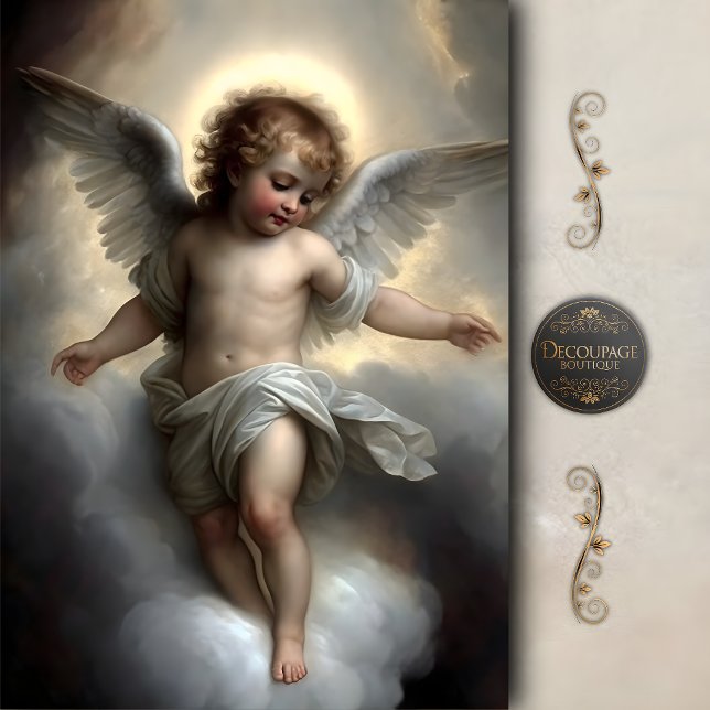 Golden Cherub Cloud Angel Decoupage Tissue Paper (Golden Cherub Cloud Angel Decoupage Tissue Paper)