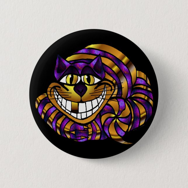 Golden Cheshire Cat Button (Front)