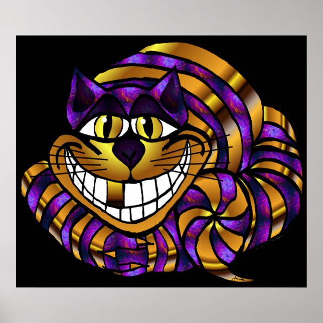 Golden Cheshire Cat Print (Front)