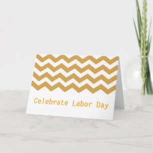Golden chevron zigzag stripes labour day card