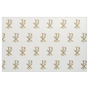 Golden Chi Rho Symbol Fabric