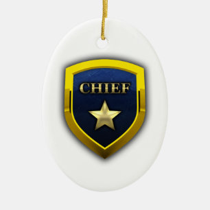 Golden Chief Badge Ceramic Ornament