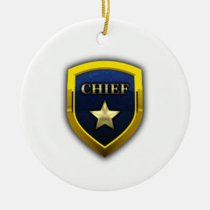 Golden Chief Badge Ceramic Tree Decoration