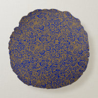 Golden Chinese Auspicious Clouds Pattern on Indigo