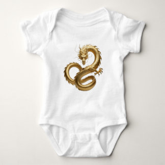 Golden Chinese Dragon Art | Mythical Creature Fant Baby Bodysuit