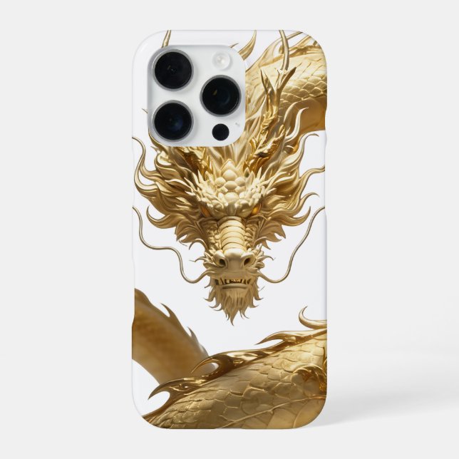 Golden Chinese Dragon Art | Mythical Creature Fant iPhone Case (Back)