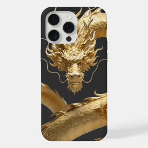 Golden Chinese Dragon Art Mythical Creature Fant iPhone 15 Pro Max Case