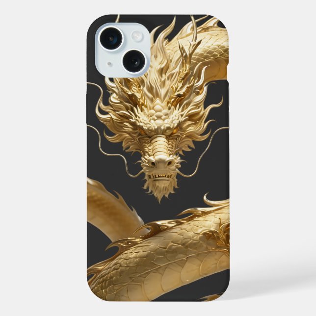 Golden Chinese Dragon Art | Mythical Creature Fant iPhone Case (Back)
