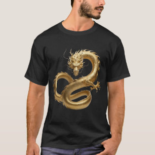 Golden Chinese Dragon Art Mythical Creature Fant T-Shirt