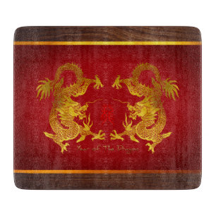 Golden Chinese Dragon with old Ideogram CB Cutting Board