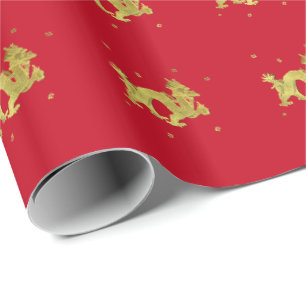 Golden Chinese Dragon Wrapping Paper