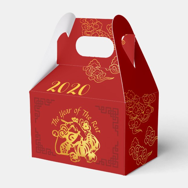 Golden Chinese Paper-cut Rat Year 2020 GFB Favour Box (Front Side)