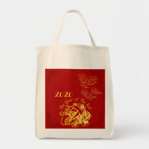 Golden Chinese Paper-cut Rat Year 2020 GNTB Tote Bag