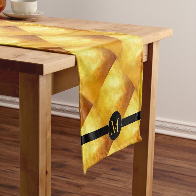 Golden Chinese Pig Papercut Monogram Table Runner (In Situ)