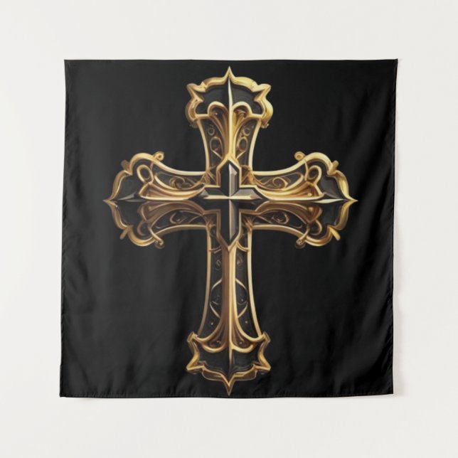 Golden Christ’s Cross 2 Tapestry (Front)